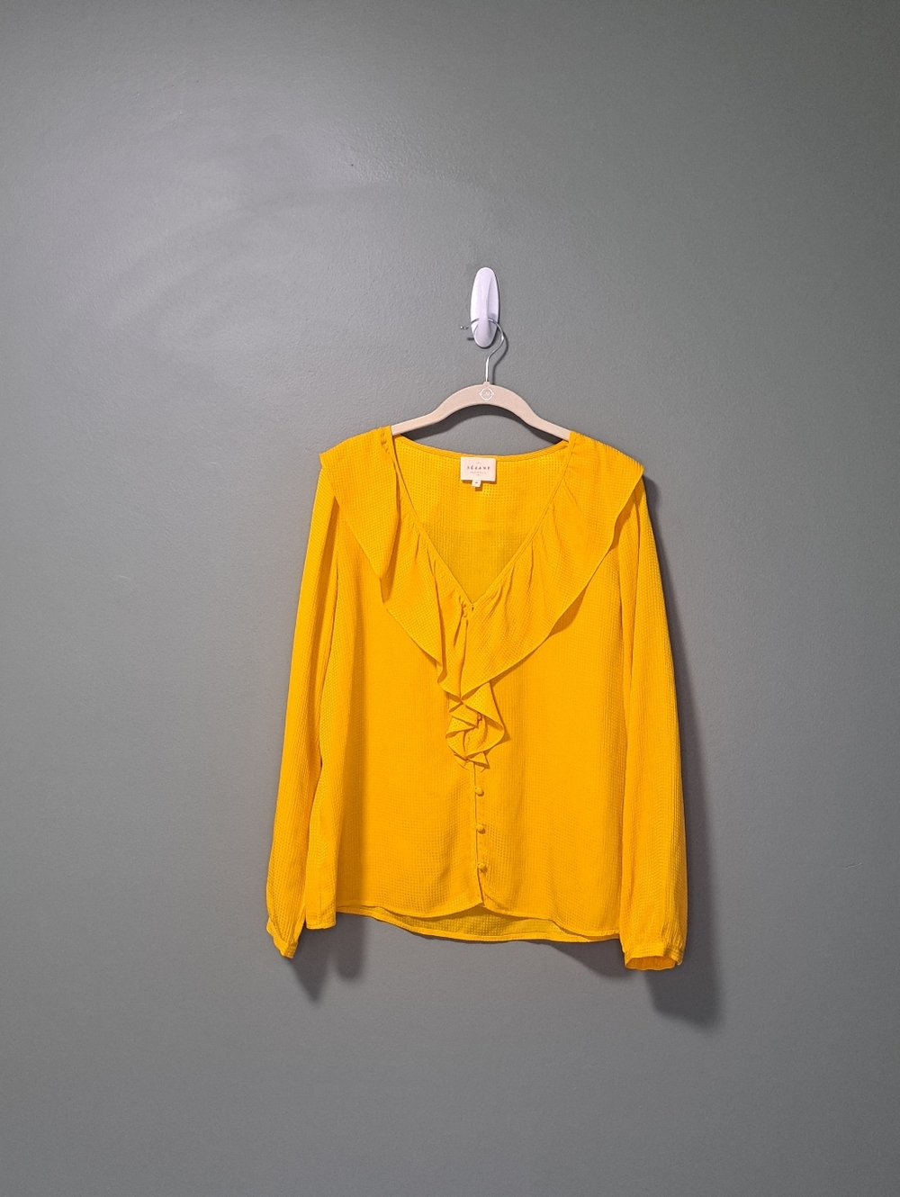 Sezane 100% Silk Priscille Blouse Yellow 40 NWOT - Picture 4 of 8